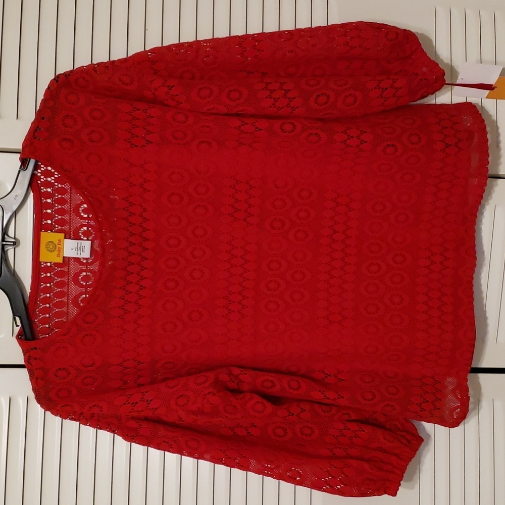 RUBY RD. red 2 layer blouse